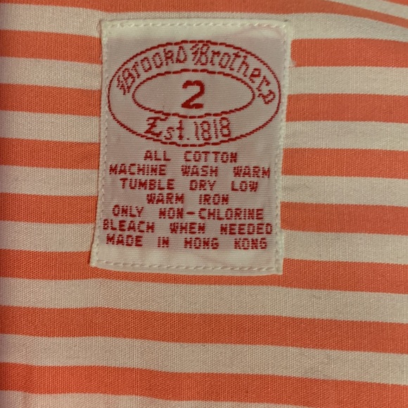 “Mellon & white stripe all cotton classic long-sleeve shirt. New - Picture 3 of 4